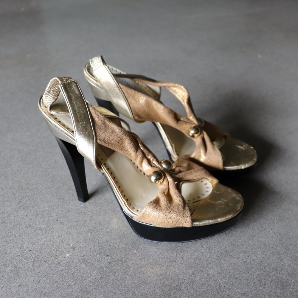 Stella McCartney Gold Vegan Leather Sling Backs